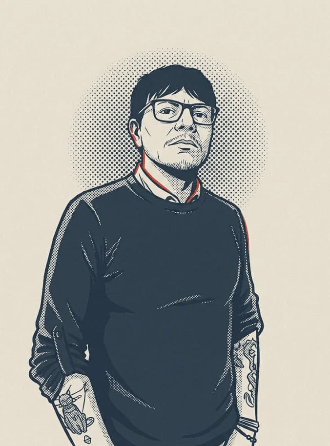 Retrato de Raúl Quiroz, dirección de arte y gráfica